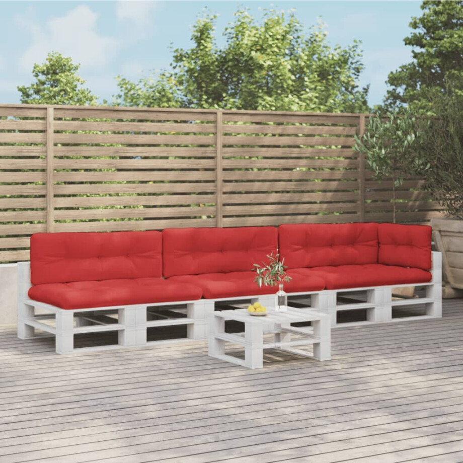 vidaXL Palletkussens 7 st stof rood afbeelding 1