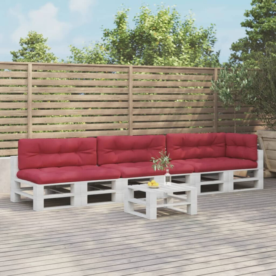 vidaXL Palletkussens 7 st stof wijnrood afbeelding 1