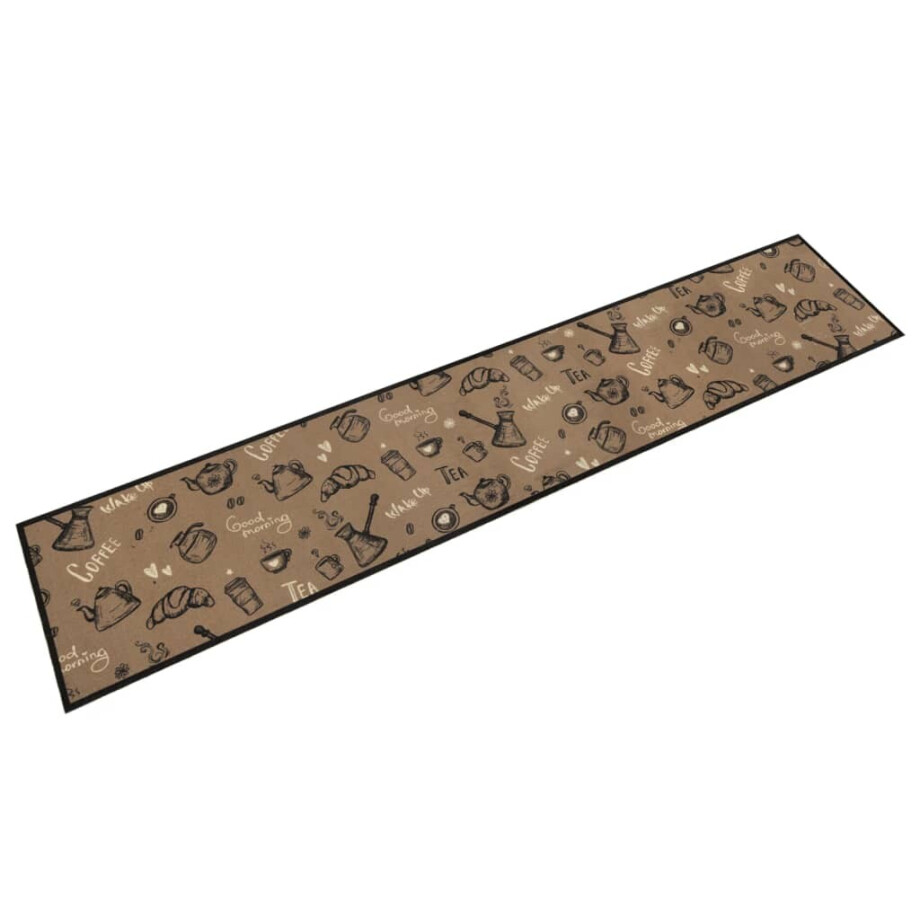 vidaXL Keukenmat wasbaar ochtendprint 60x300 cm fluweel bruin vidaXL Keukenmat wasbaar ochtendprint 60x300 cm fluweel bruin afbeelding 1