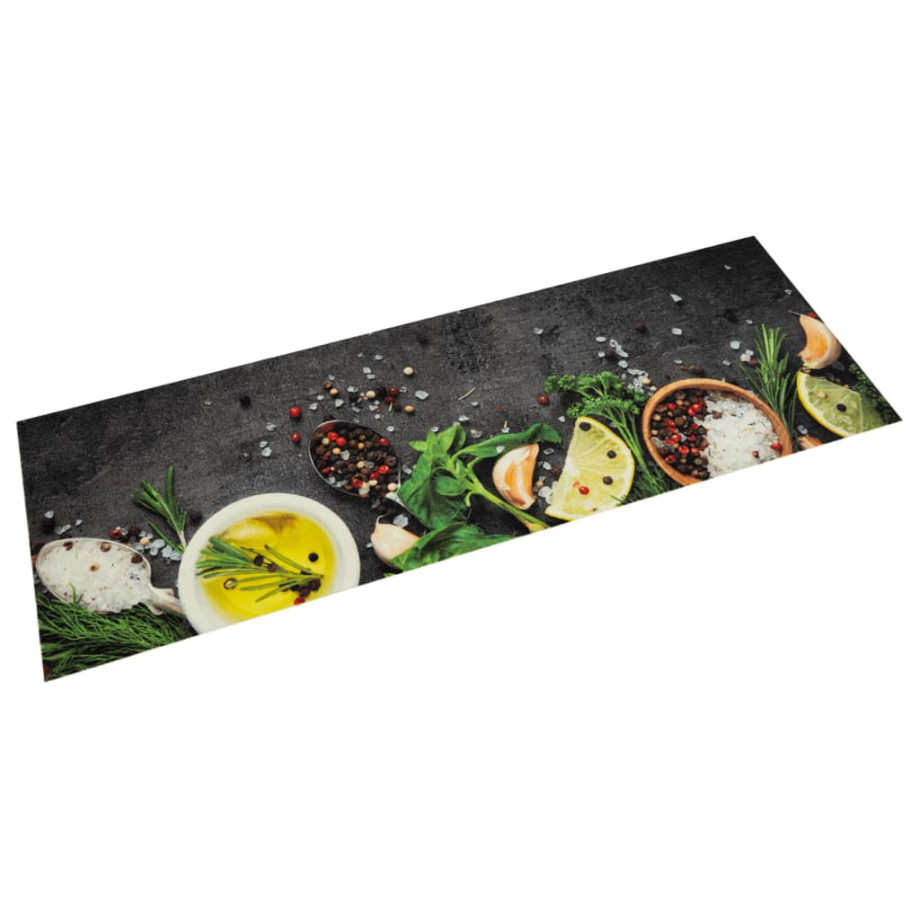 vidaXL Keukenmat wasbaar kruidenprint 45x150 cm fluweel afbeelding 1