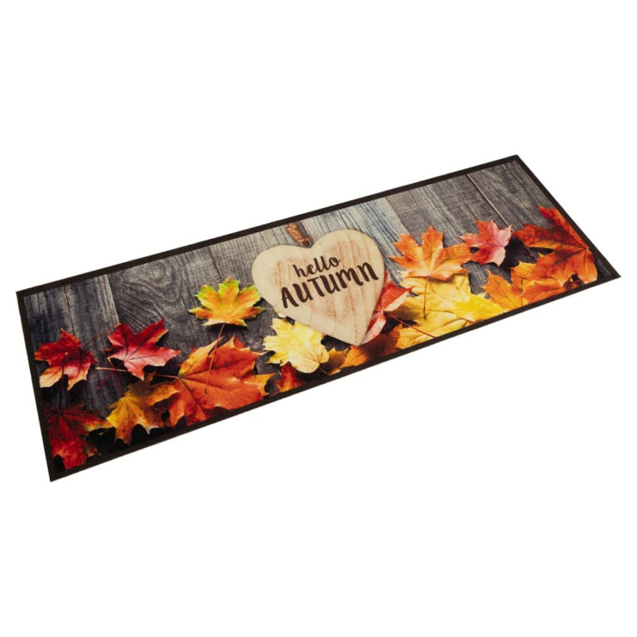 vidaXL Keukenmat wasbaar herfstprint 45x150 cm fluweel afbeelding 1