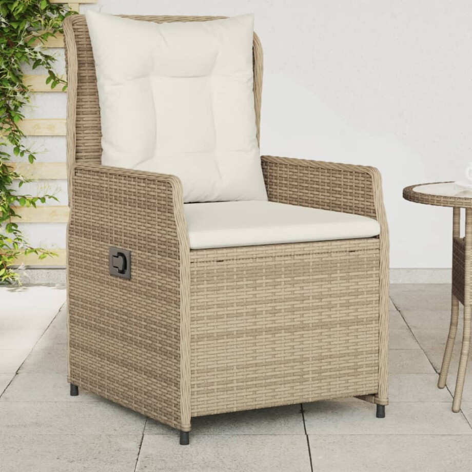 vidaXL Tuinstoelen 2 st verstelbaar poly rattan beige vidaXL Tuinstoelen 2 st verstelbaar poly rattan beige afbeelding 1