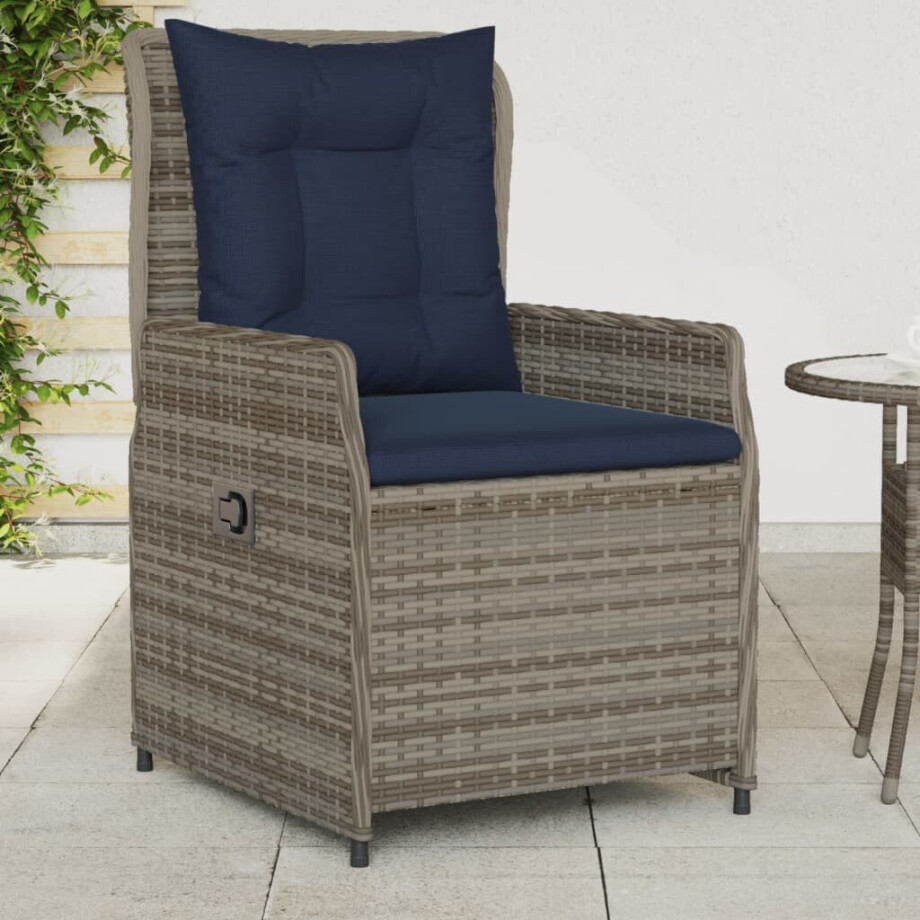 vidaXL Liggende tuinstoelen 2 stuks grijs polyrotan afbeelding 1