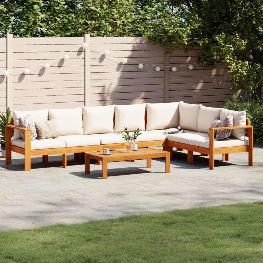 vidaXL 5-delige Loungeset met kussens massief acaciahout afbeelding 1