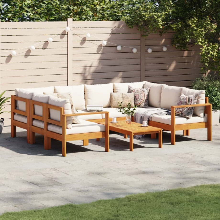 vidaXL 6-delige Loungeset met kussens massief acaciahout vidaXL 6-delige Loungeset met kussens massief acaciahout afbeelding 1