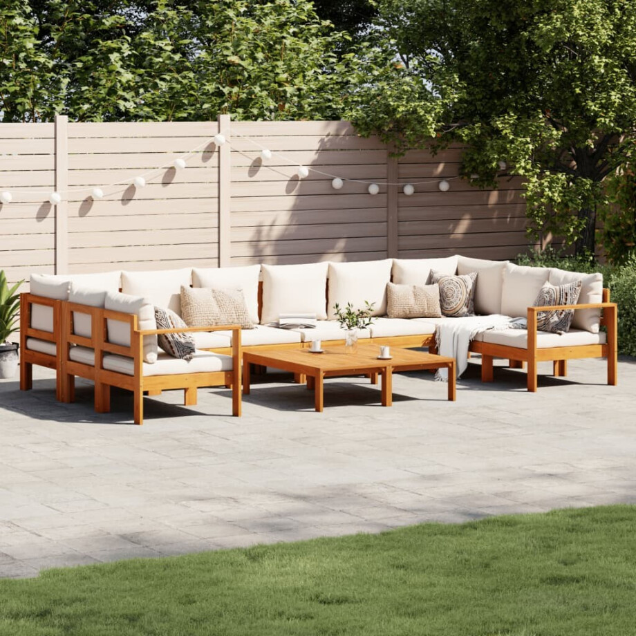 vidaXL 8-delige Loungeset met kussens massief acaciahout afbeelding 1