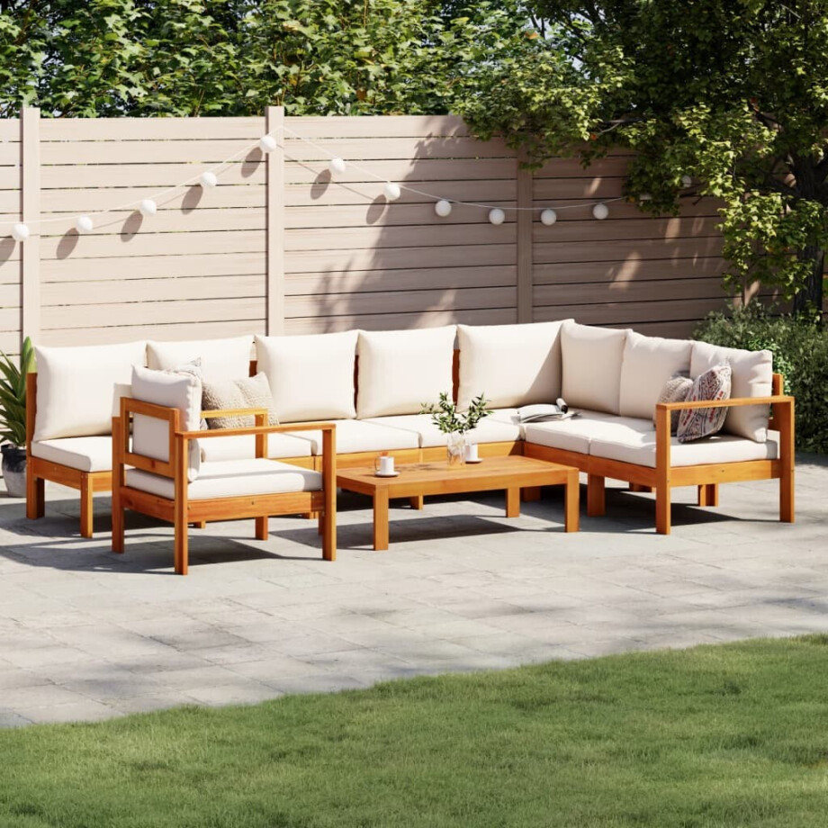 vidaXL 6-delige Loungeset met kussens massief acaciahout afbeelding 1