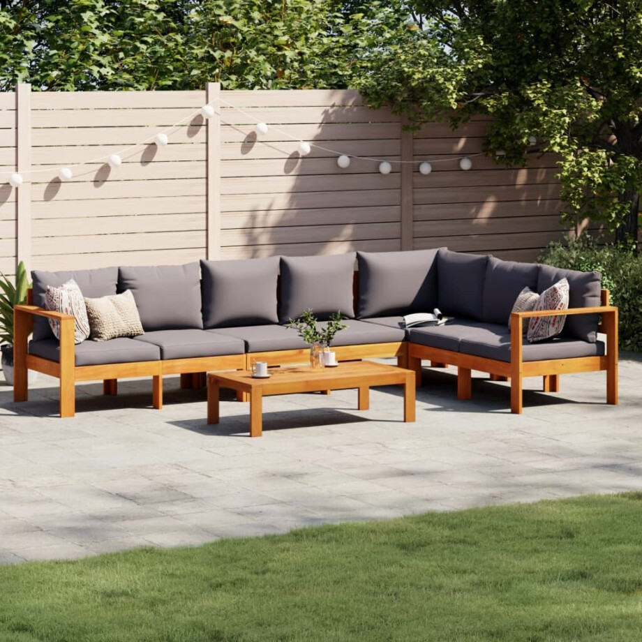 vidaXL 5-delige Loungeset met kussens massief acaciahout vidaXL 5-delige Loungeset met kussens massief acaciahout afbeelding 1