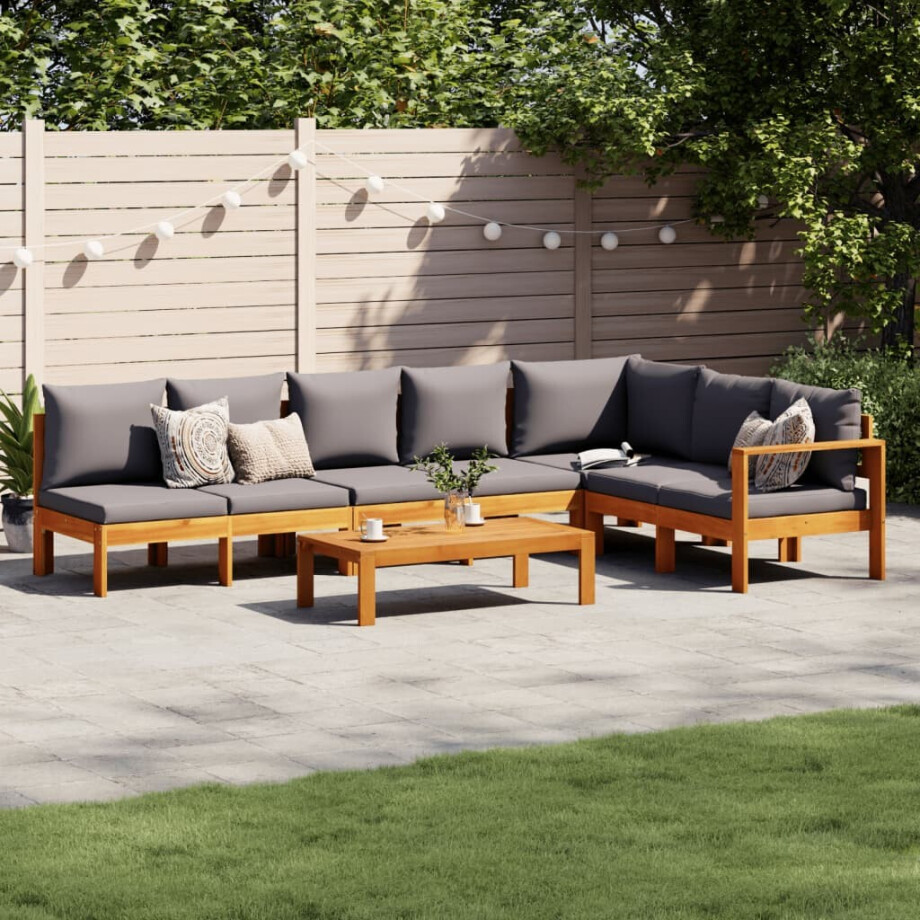 vidaXL 5-delige Loungeset met kussens massief acaciahout vidaXL 5-delige Loungeset met kussens massief acaciahout afbeelding 1