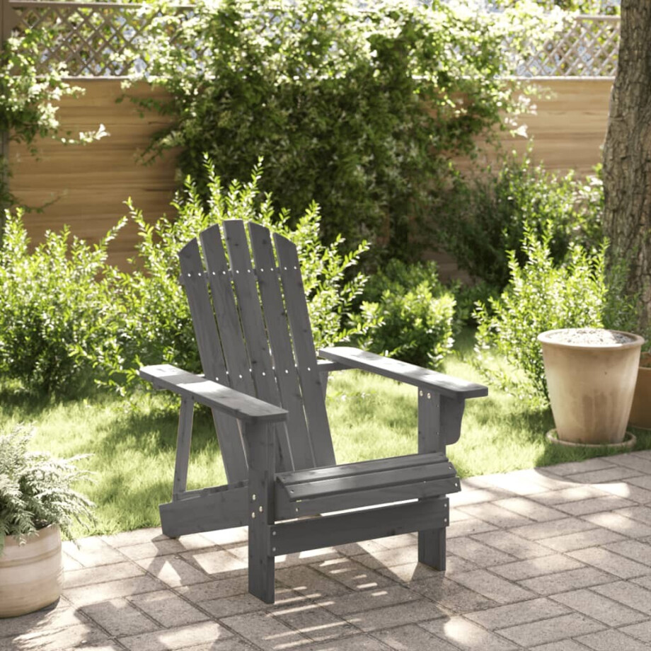 vidaXL Stoel Adirondack 69x85x90,5 cm massief vurenhout grijs afbeelding 1