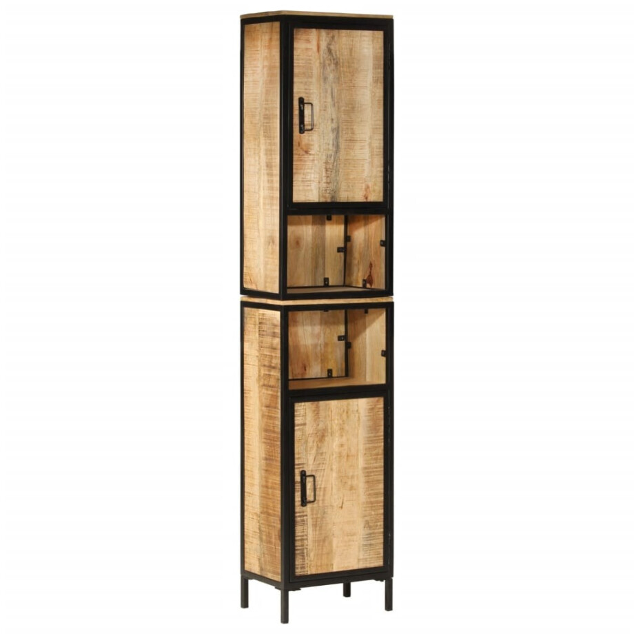 vidaXL Badkamerkast 40x27x180 cm ijzer en massief mangohout afbeelding 1