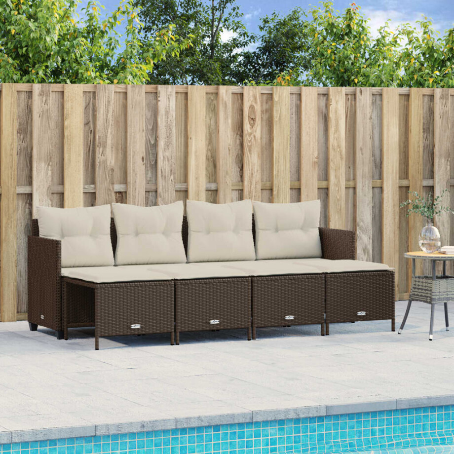 vidaXL 5-delige Loungeset met kussens poly rattan bruin afbeelding 1