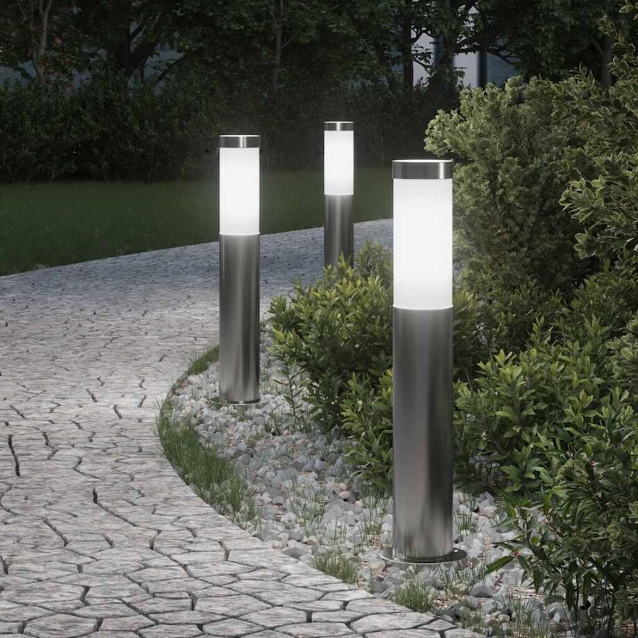 vidaXL Bolderverlichting 3 stuks 50 cm RVS IP44 vidaXL Bolderverlichting 3 stuks 50 cm RVS IP44 afbeelding 1