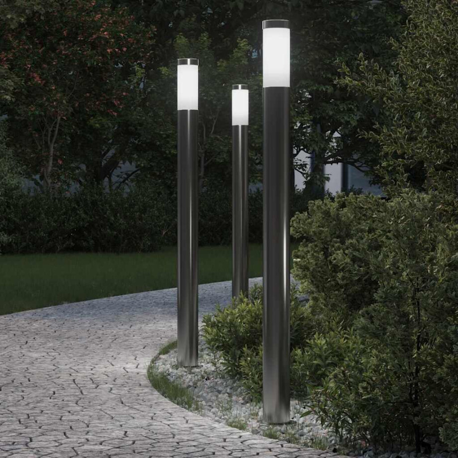 vidaXL Bolderverlichting 3 stuks 110 cm RVS IP44 afbeelding 1