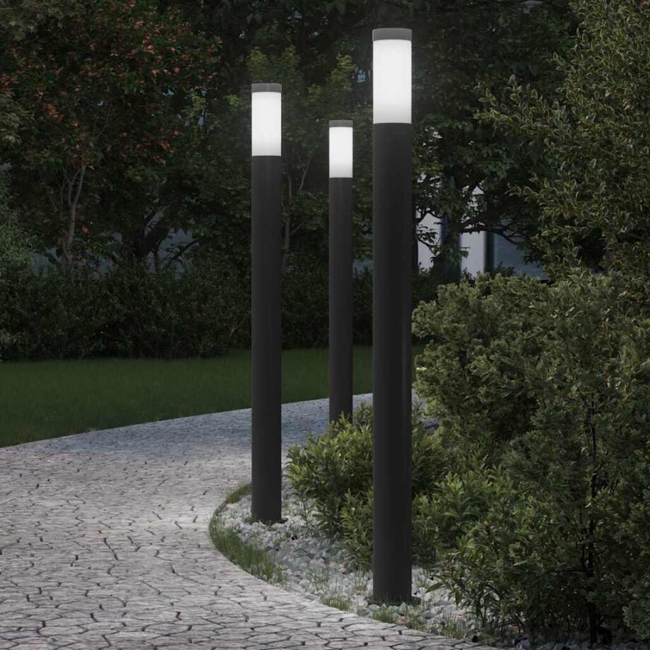 vidaXL Bolderverlichting 3 stuks 110 cm RVS IP44 vidaXL Bolderverlichting 3 stuks 110 cm RVS IP44 afbeelding 1
