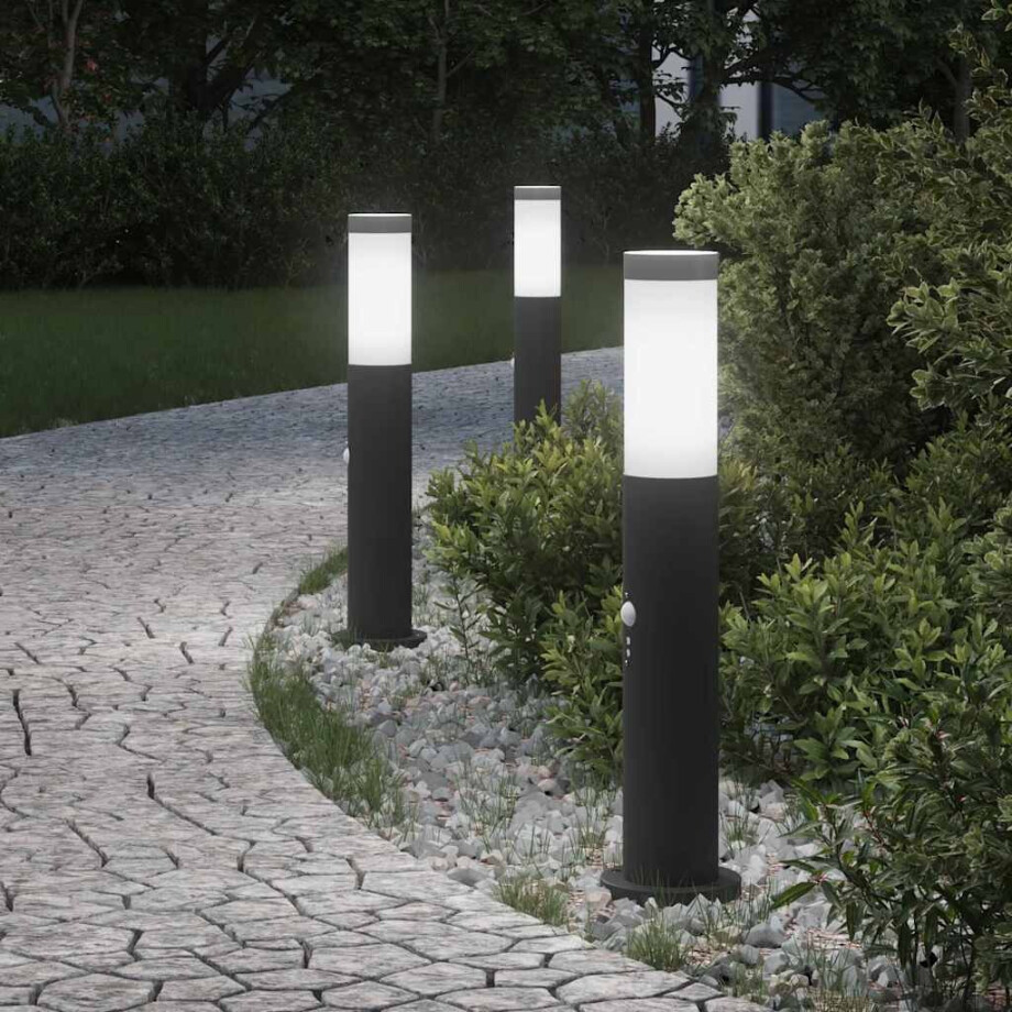 vidaXL Bolderverlichting met sensor 3 stuks 50 cm RVS IP44 vidaXL Bolderverlichting met sensor 3 stuks 50 cm RVS IP44 afbeelding 1