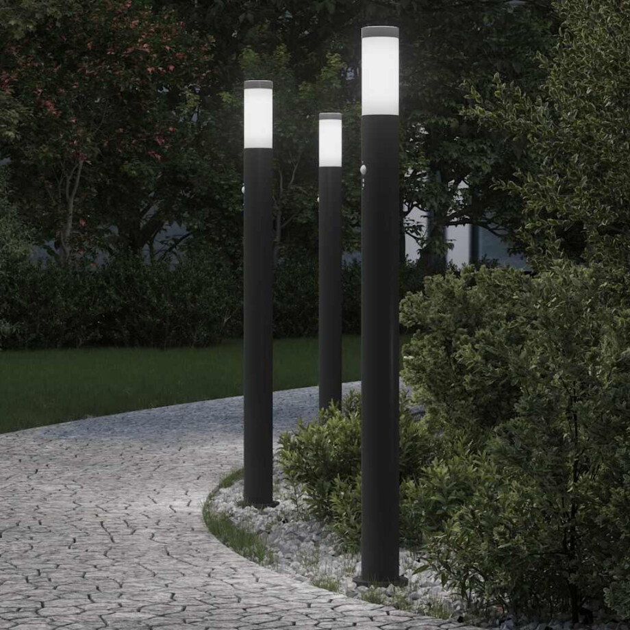 vidaXL Bolderverlichting met sensor 3 stuks 110 cm RVS IP44 vidaXL Bolderverlichting met sensor 3 stuks 110 cm RVS IP44 afbeelding 1
