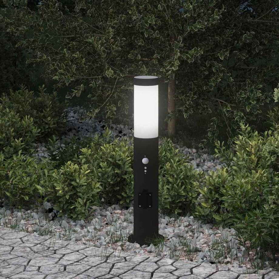 vidaXL Bolderverlichting met sensor en stopcontact 50 cm roestvrij staal IP44 afbeelding 1