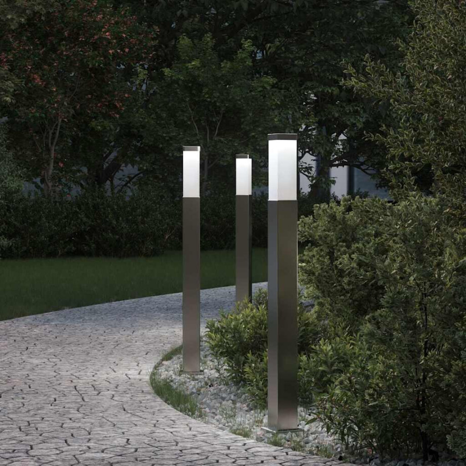 vidaXL Bolderverlichting 3 stuks 80 cm RVS IP44 afbeelding 1