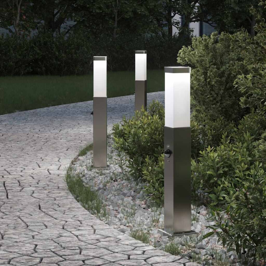 vidaXL Bolderverlichting met sensor 3 stuks 50 cm RVS IP44 vidaXL Bolderverlichting met sensor 3 stuks 50 cm RVS IP44 afbeelding 1