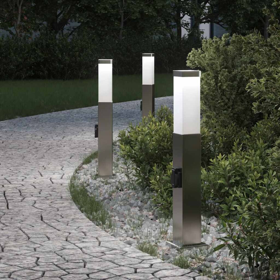 vidaXL Bolderverlichting met stopcontact 3 stuks 50 cm RVS IP44 vidaXL Bolderverlichting met stopcontact 3 stuks 50 cm RVS IP44 afbeelding 1