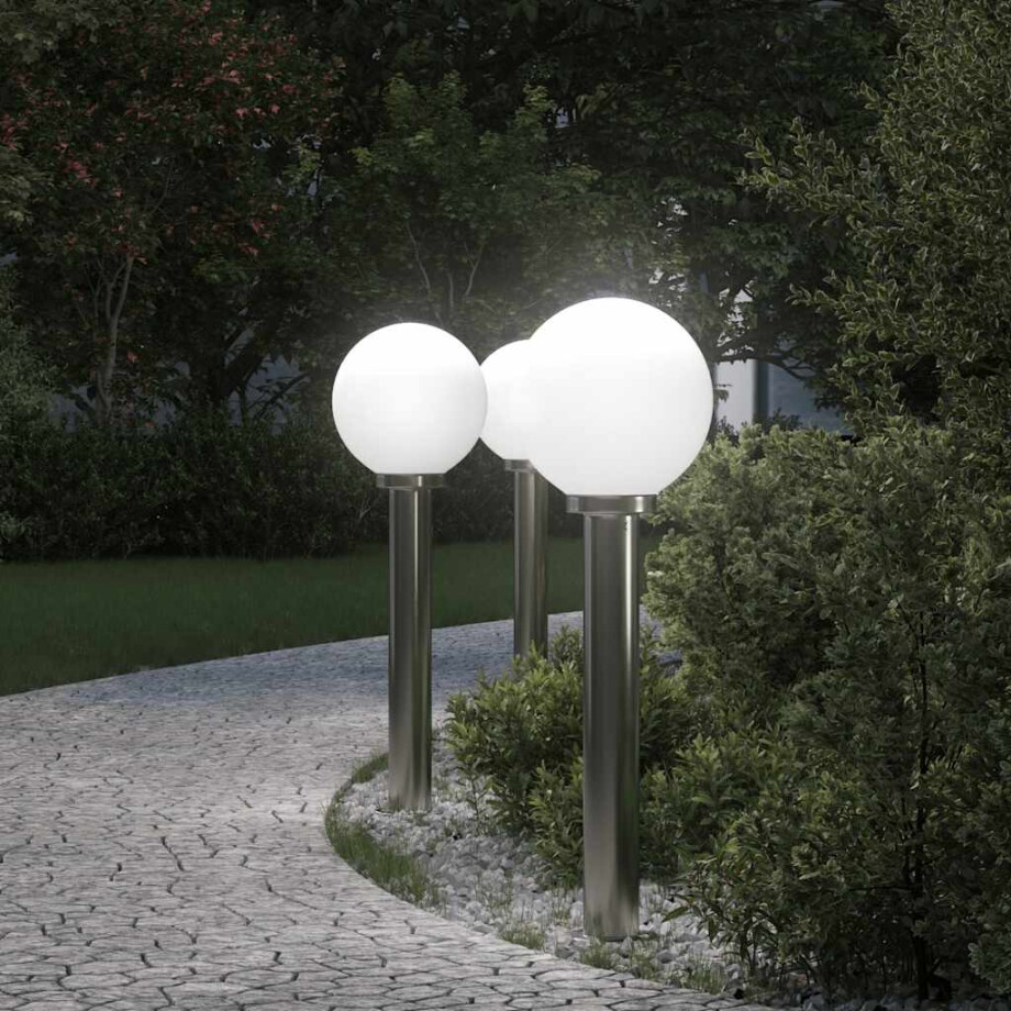 vidaXL Bolderverlichting 3 stuks 80 cm RVS IP44 afbeelding 1