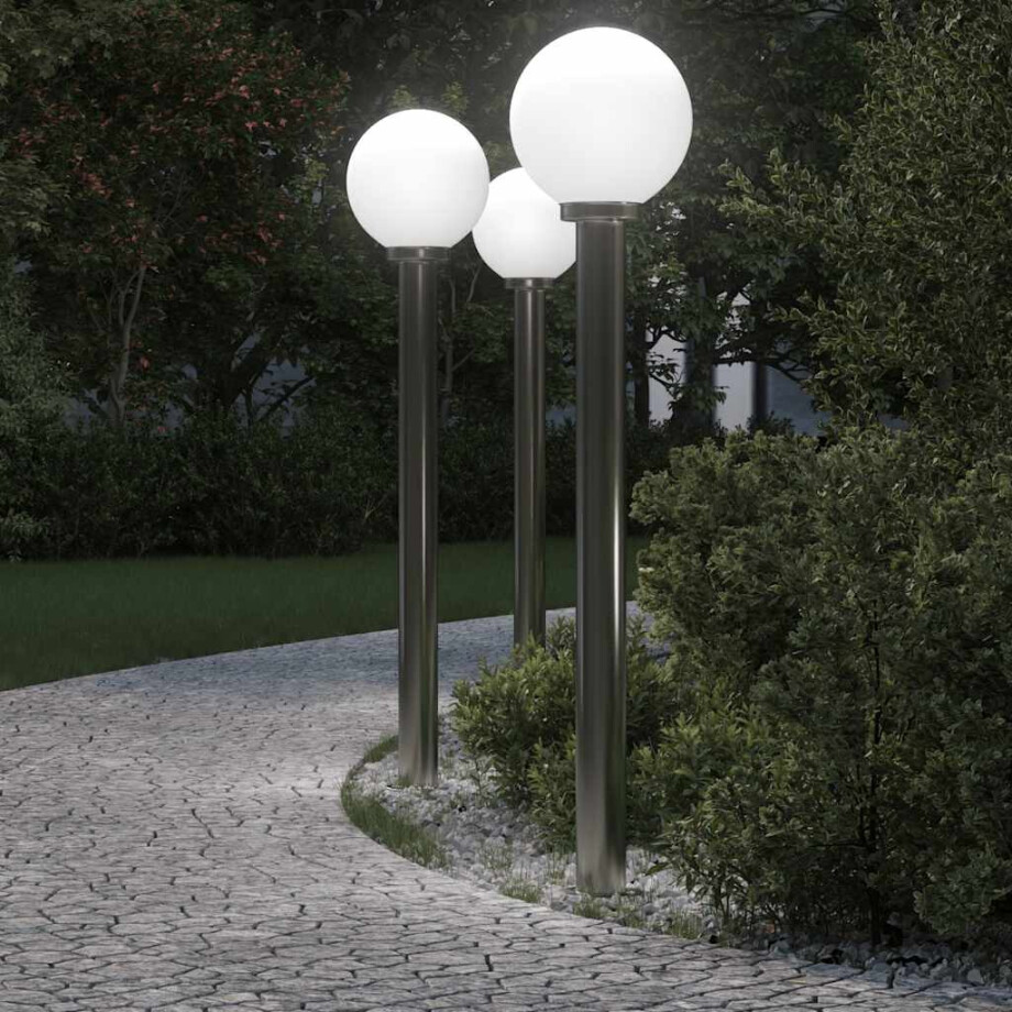 vidaXL Bolderverlichting 3 stuks 120 cm RVS IP44 afbeelding 1
