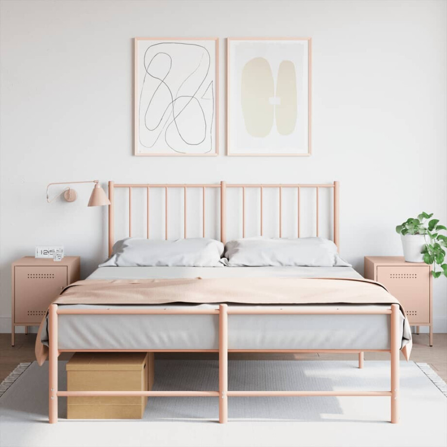 vidaXL Nachtkastjes 2 st 36x39x50,5 cm staal roze vidaXL Nachtkastjes 2 st 36x39x50,5 cm staal roze afbeelding 1