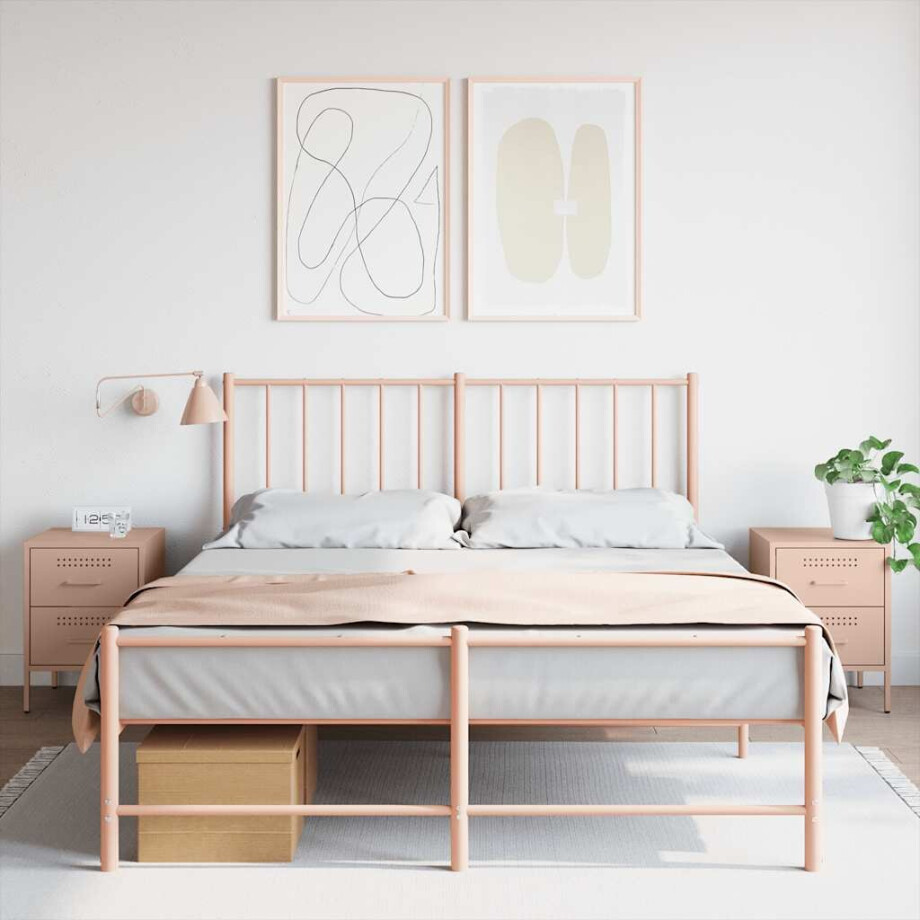 vidaXL Nachtkastjes 2 st 36x39x50,5 cm staal roze vidaXL Nachtkastjes 2 st 36x39x50,5 cm staal roze afbeelding 1