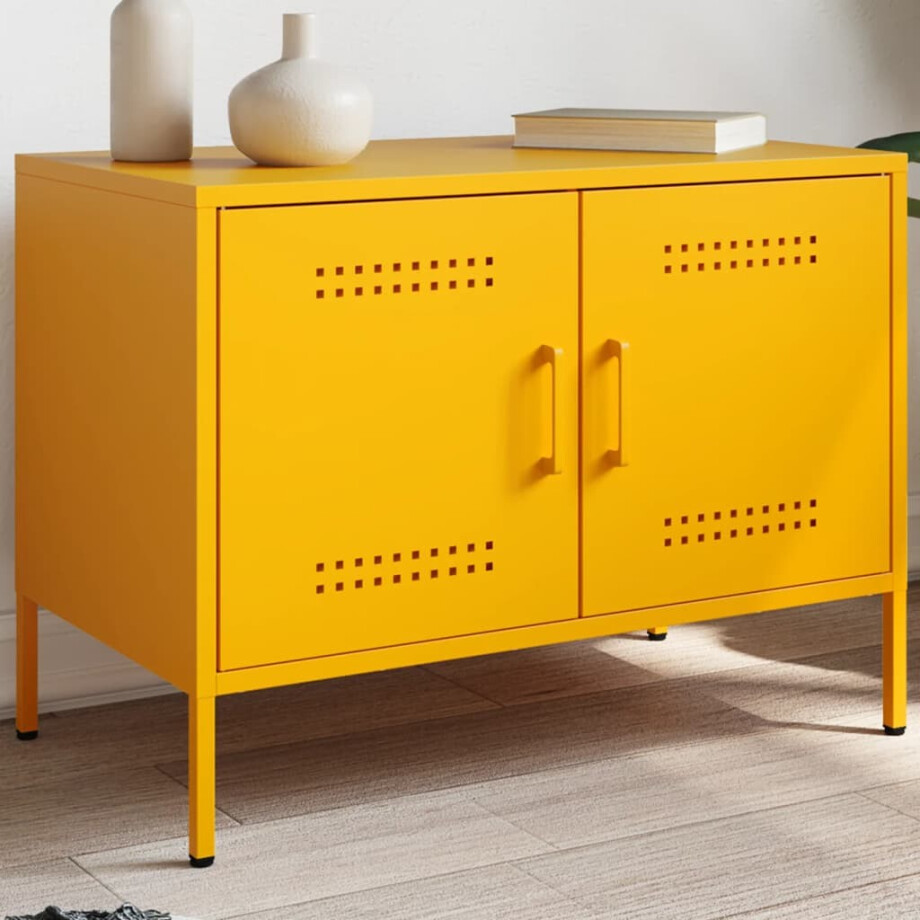 vidaXL Tv-meubel 68x39x50,5 cm staal mosterdgeel vidaXL Tv-meubel 68x39x50,5 cm staal mosterdgeel afbeelding 1