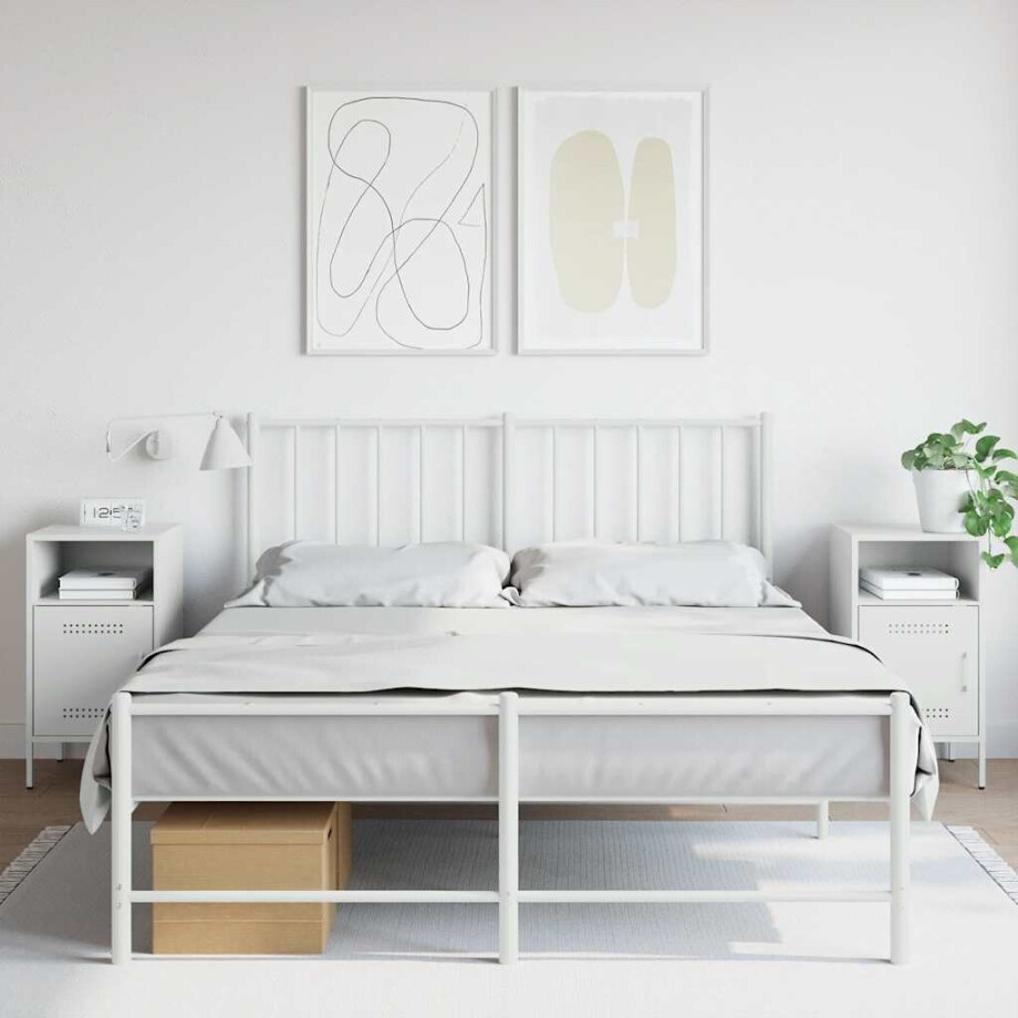 vidaXL Nachtkastjes 2 st 36x39x68 cm staal wit afbeelding 1