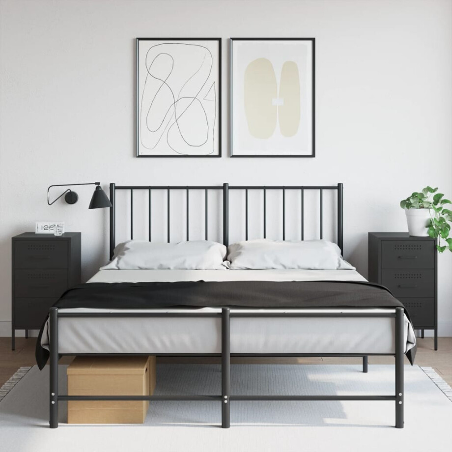 vidaXL Nachtkastjes 2 st 36x39x68 cm staal zwart afbeelding 1