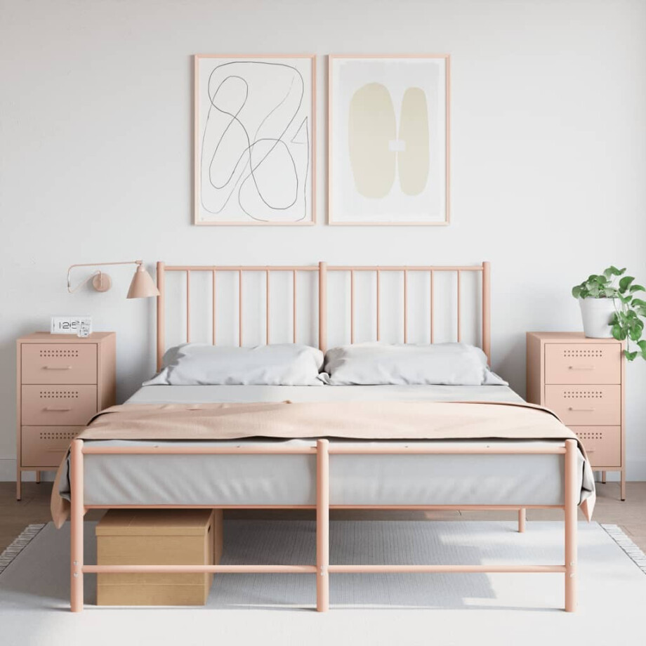 vidaXL Nachtkastjes 2 st 36x39x68 cm staal roze vidaXL Nachtkastjes 2 st 36x39x68 cm staal roze afbeelding 1