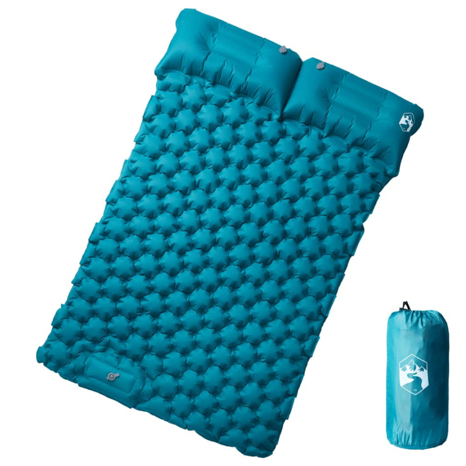 vidaXL Kampeermatras met kussens zelfopblazend 2-persoons blauw afbeelding 1