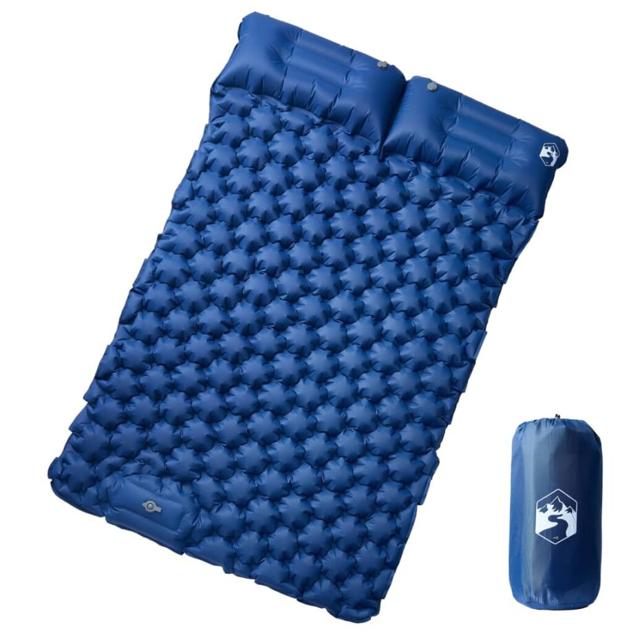 vidaXL Kampeermatras met kussens zelfopblazend 2-persoons marineblauw afbeelding 1