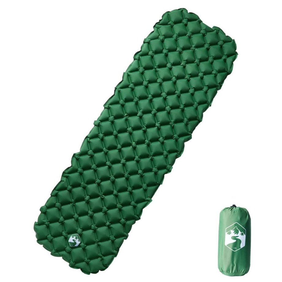vidaXL Kampeermatras opblaasbaar 190x58x6 cm 1- persoons groen afbeelding 1