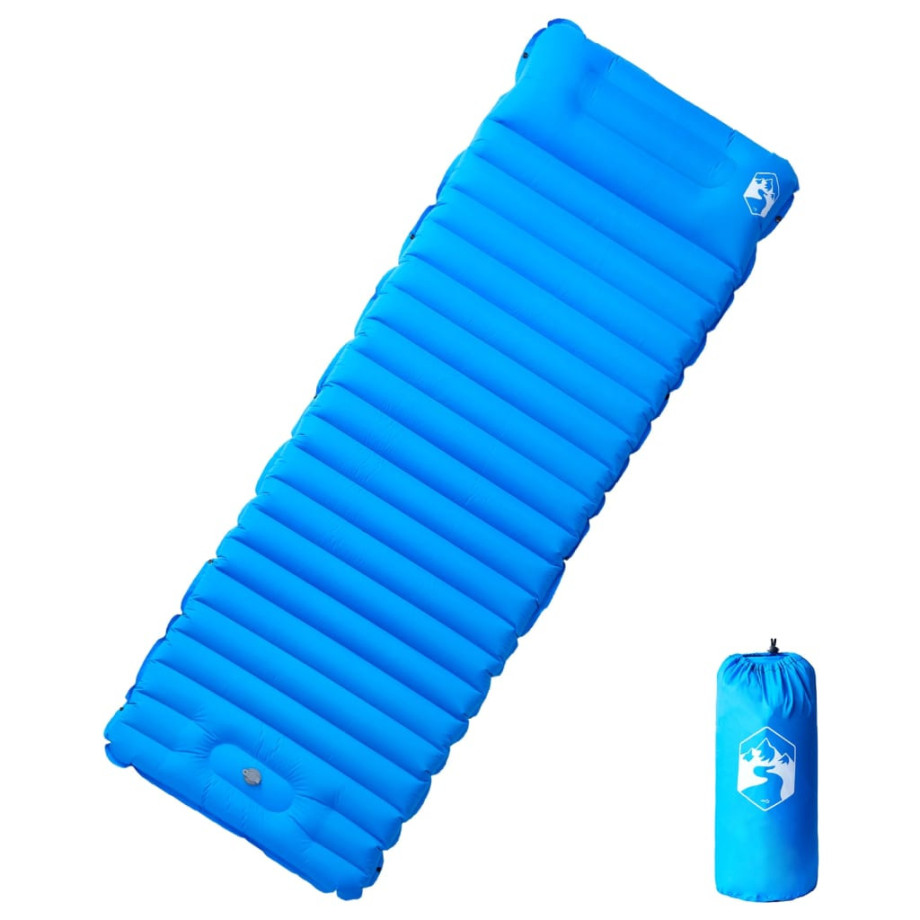 vidaXL Kampeermatras met kussen zelfopblazend 1-persoons blauw vidaXL Kampeermatras met kussen zelfopblazend 1-persoons blauw afbeelding 1