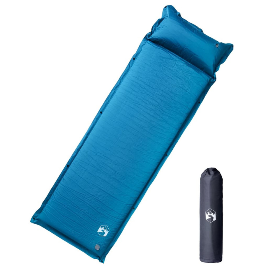 vidaXL Kampeermatras met kussen zelfopblazend 1-persoons turquoise afbeelding 1