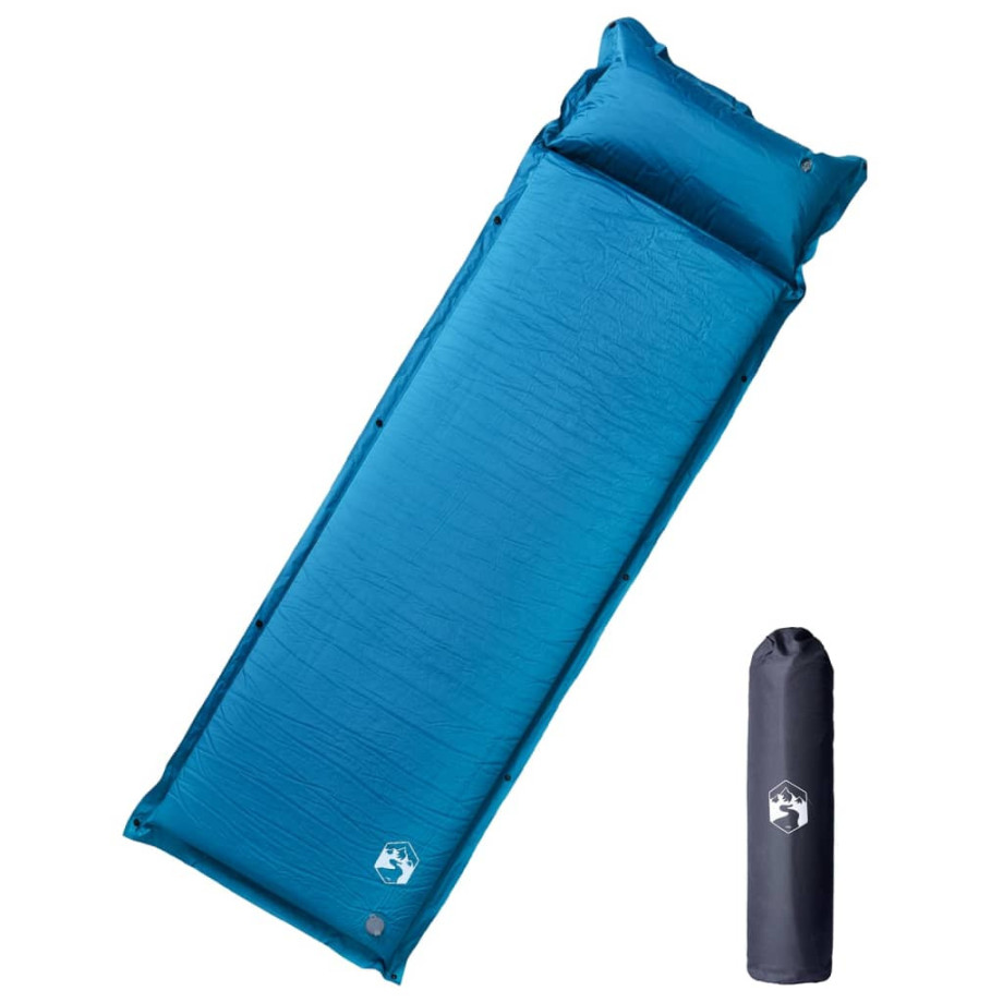 vidaXL Kampeermatras met kussen zelfopblazend 1-persoons turquoise afbeelding 1