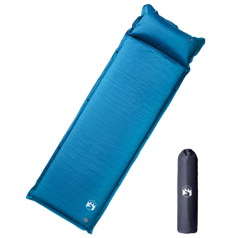 vidaXL Kampeermatras met kussen zelfopblazend 1-persoons turquoise afbeelding 1