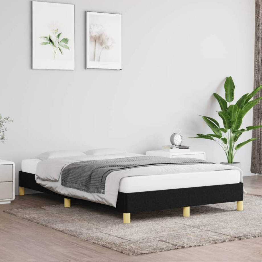 vidaXL Bedframe zonder matras 120x190 cm stof zwart vidaXL Bedframe zonder matras 120x190 cm stof zwart afbeelding 1