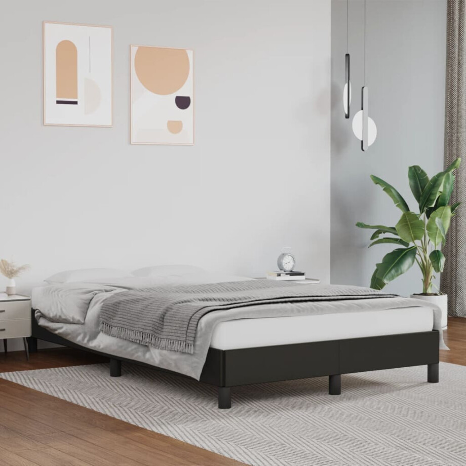 vidaXL Bedframe zonder matras 120x190 cm kunstleer zwart afbeelding 1
