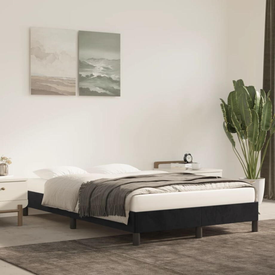 vidaXL Bedframe zonder matras 120x190 cm fluweel zwart vidaXL Bedframe zonder matras 120x190 cm fluweel zwart afbeelding 1