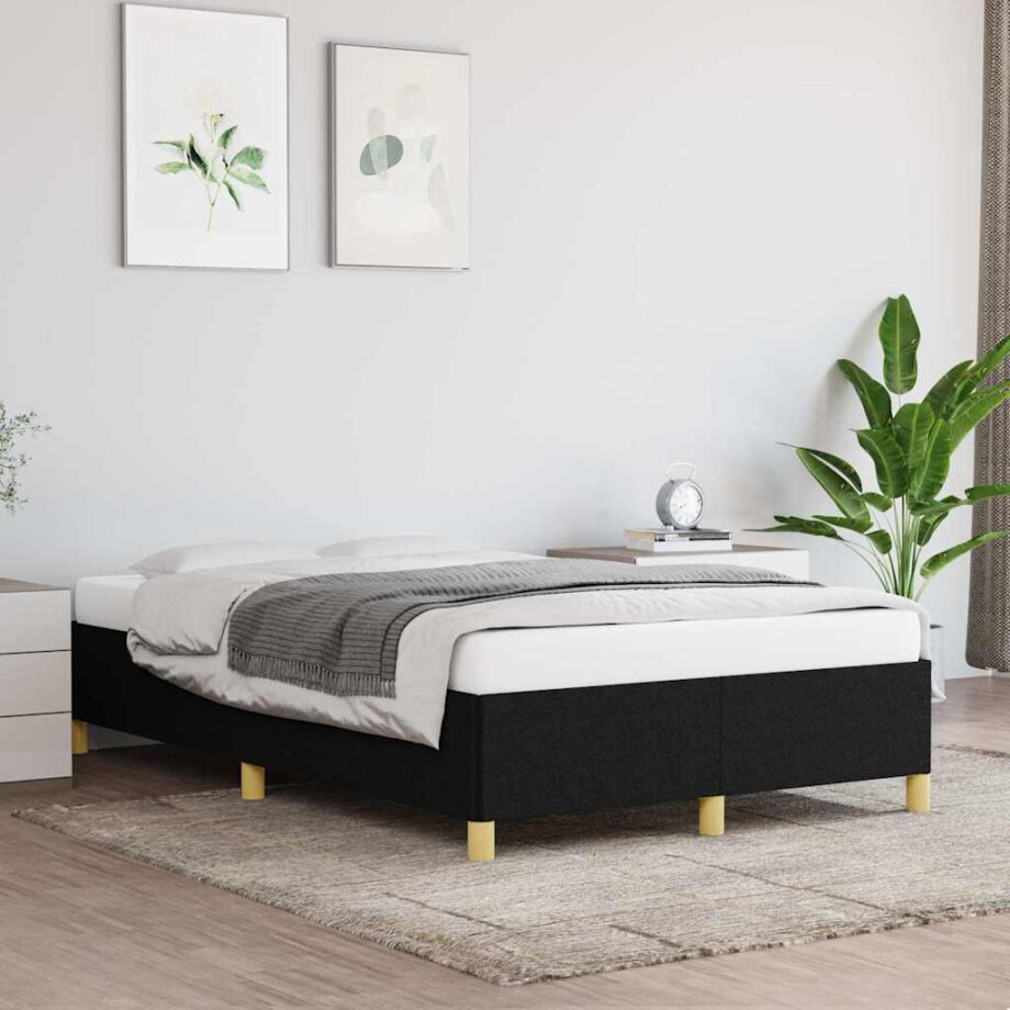vidaXL Bedframe zonder matras 120x190 cm stof zwart vidaXL Bedframe zonder matras 120x190 cm stof zwart afbeelding 1