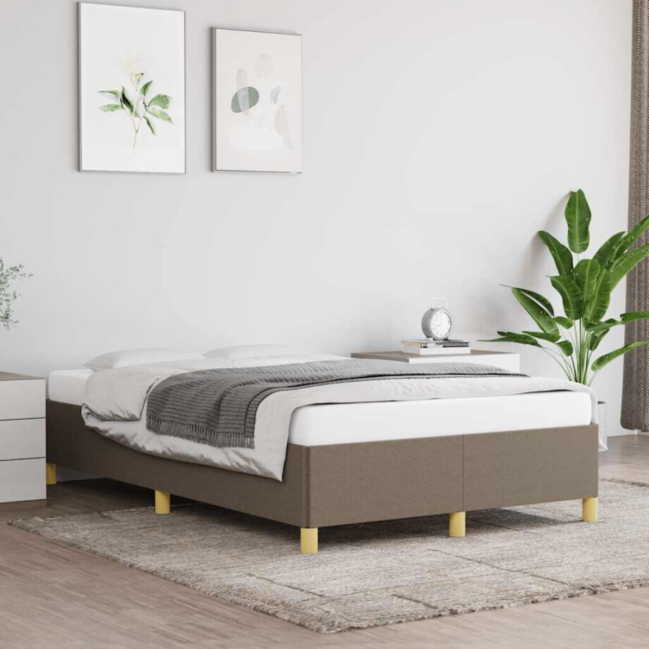 vidaXL Bedframe zonder matras 120x190 cm stof taupe afbeelding 1