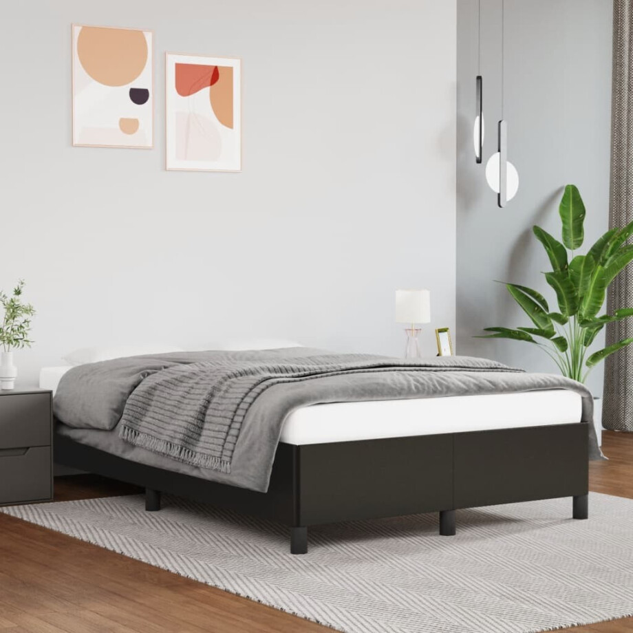 vidaXL Bedframe zonder matras 120x190 cm kunstleer zwart vidaXL Bedframe zonder matras 120x190 cm kunstleer zwart afbeelding 1