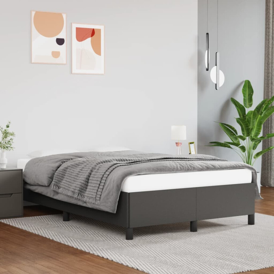 vidaXL Bedframe zonder matras 120x190 cm kunstleer grijs afbeelding 1