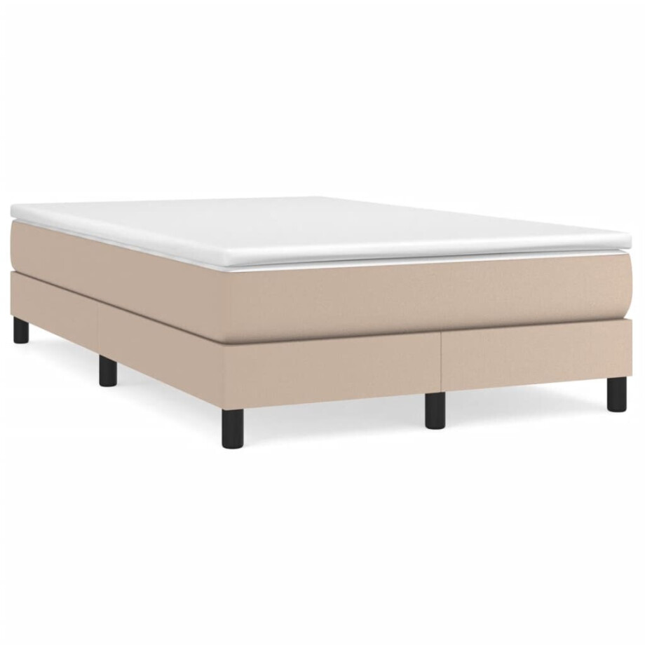 vidaXL Boxspring met matras kunstleer cappuccinokleurig 120x190 cm vidaXL Boxspring met matras kunstleer cappuccinokleurig 120x190 cm afbeelding 1