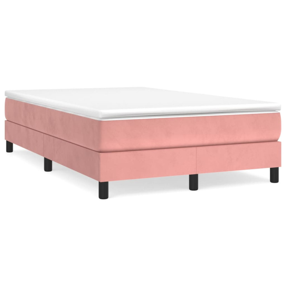 vidaXL Boxspring met matras fluweel roze 120x190 cm afbeelding 1