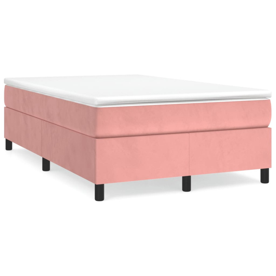 vidaXL Boxspring met matras fluweel roze 120x190 cm afbeelding 1